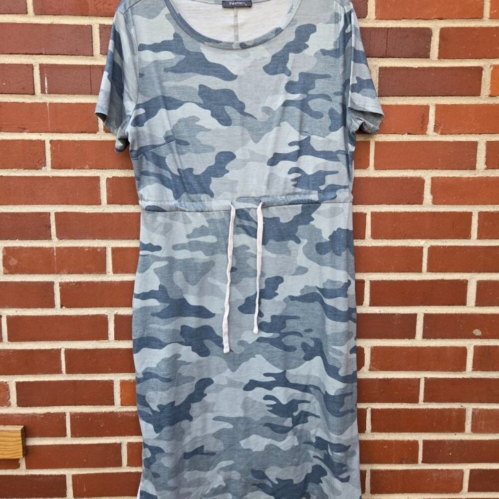 Blue Camo Knit Dress by Fashion - Size L